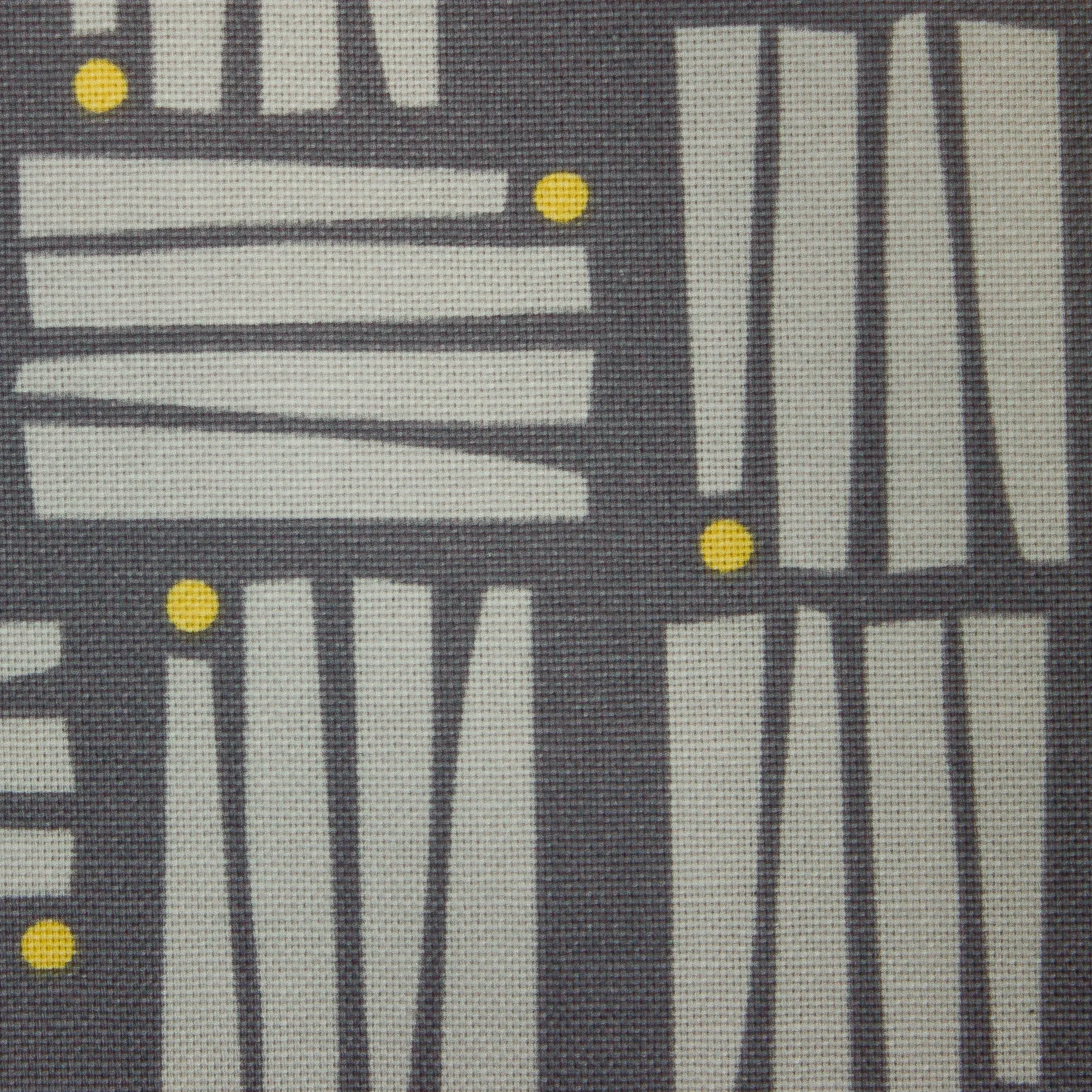 Canvas grijs met grijze strepen en gele bolletjes